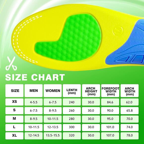 Popzoom Orthotic Insoles Sz Large | Unisex Heavy Duty Arch Support 200lb+ NEW - Picture 7 of 7